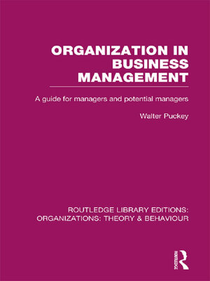 cover image of Organization in Business Management (RLE